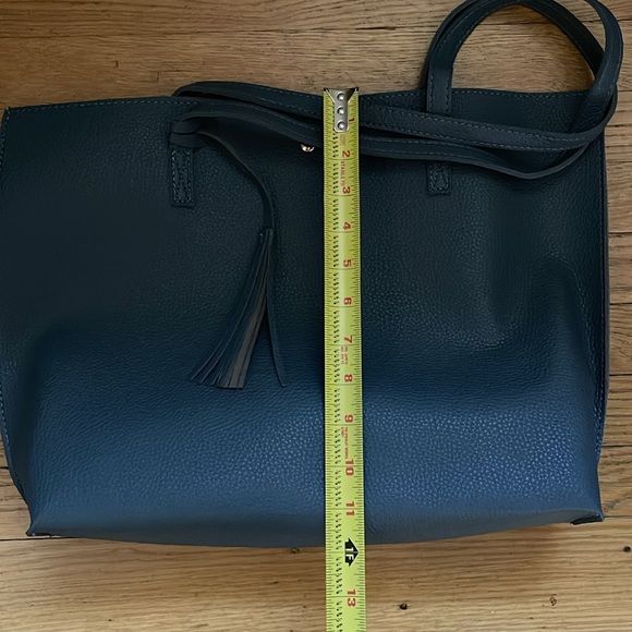 Pair of Orange and Gray/Blue Vegan Leather Tote Bags with Tassel - Picture 12 of 12